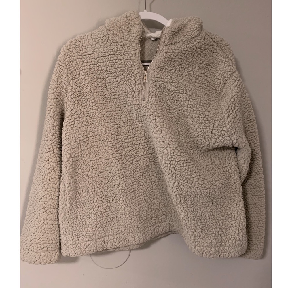 Quarter Zip Sherpa Light Grey